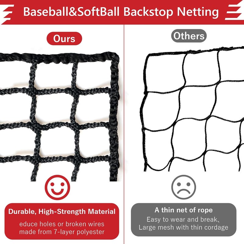 Storgem Baseball Softball Backstop Nets, Sports Netting, Sports Barrier Netting, Heavy Duty Sports Nets Netting Knotless for Playing Field, Backyard or Garage - Image 3